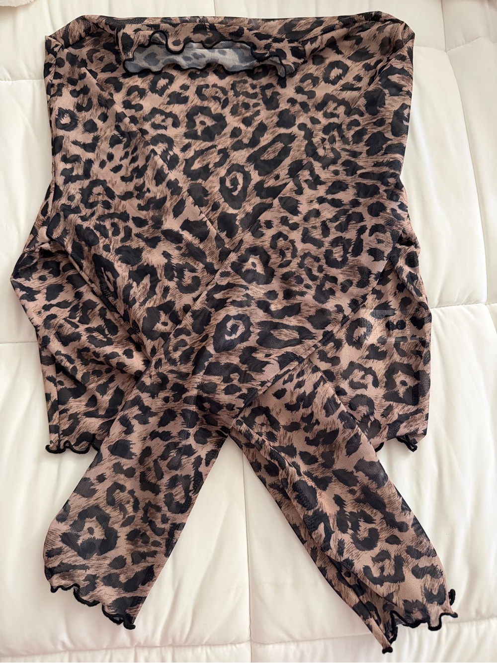 SHEIN Brown and Black Leopard Print Stretch Mesh top
